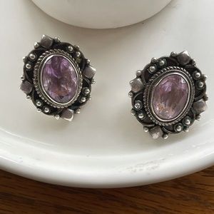 Antique amethyst and sterling/925 stamped earrings